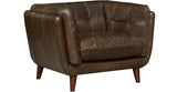 Solana Waxy Pull-up Leather Loveseat, Cambridge Black