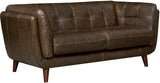 Solana Waxy Pull-up Leather Loveseat, Cambridge Black