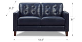 Aiden Leather Sofa Collection, Navy Blue