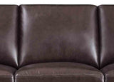 Close-up of a brown leather sofa