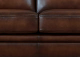Close-up of a brown leather sofa