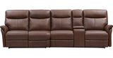 Alta Leather Power Reclining 4-Seater Sofa with Console, Brown