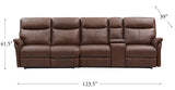 Alta Leather Power Reclining 4-Seater Sofa with Console, Brown