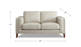 White Leather Loveseat Dimension Image
