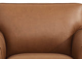 Close-up of a brown leather armchair