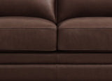 Close-up of a brown leather sofa