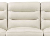 Close-up of a beige leather sofa
