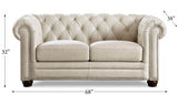 Aliso Leather Loveseat, Vanilla White