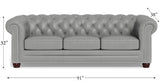 Aliso Leather Sofa, Silver Gray