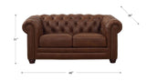 Brown Chesterfield Leather Loveseat Dimensions