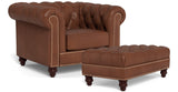 Alton Bay Leather Chair Set, Pecan Brown