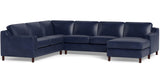 Bella Leather Sectional with Right Chaise, Navy