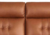 Close-up of a brown leather sofa