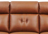 Close-up of a brown leather sofa