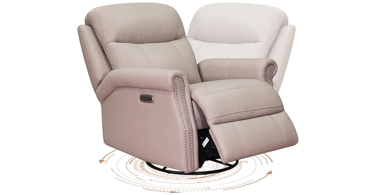 Royce Power Headrest Swivel Glider Leather Recliner
