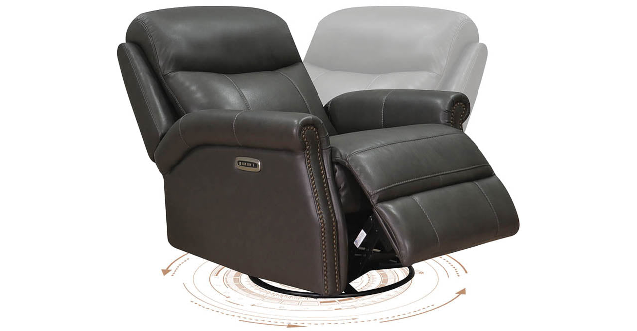 Royce Power Headrest Swivel Glider Leather Recliner