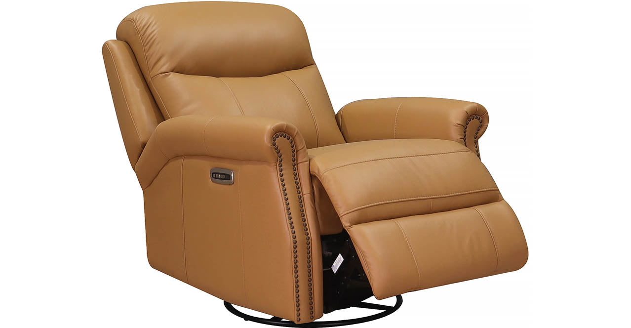 Royce Power Headrest Swivel Glider Leather Recliner