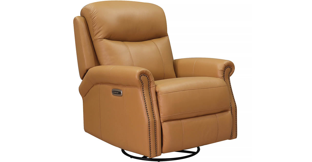 Royce Power Headrest Swivel Glider Leather Recliner