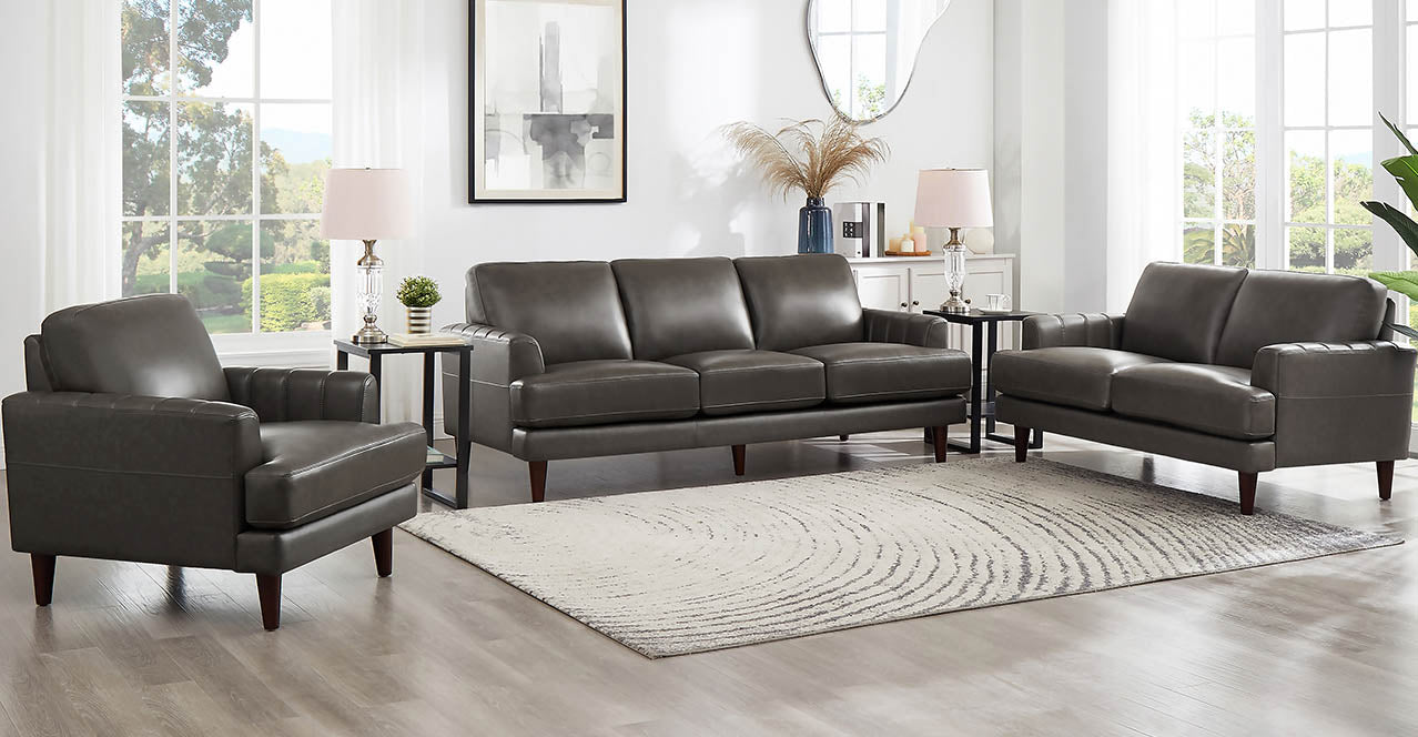 Cassia Leather Sofa Collection, Concord Gray