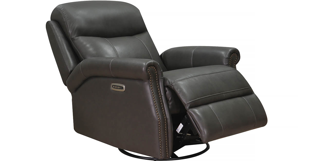 Royce Power Headrest Swivel Glider Leather Recliner