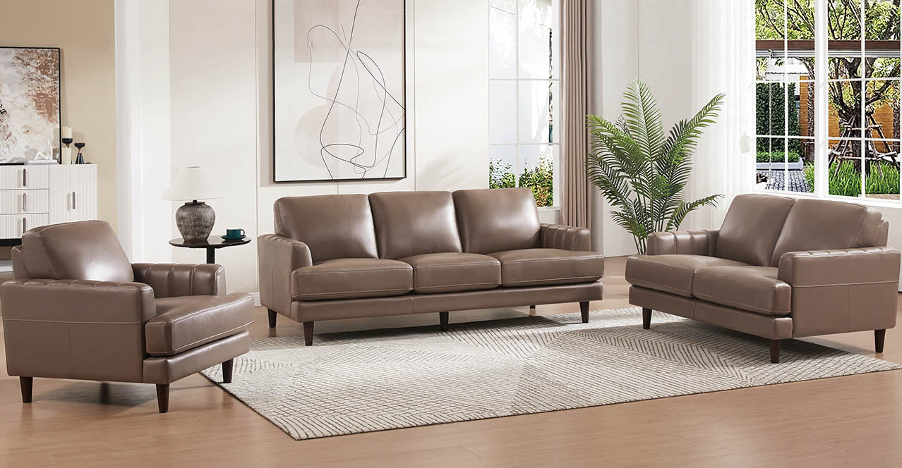 Cassia Leather Sofa Collection, Granite Brown