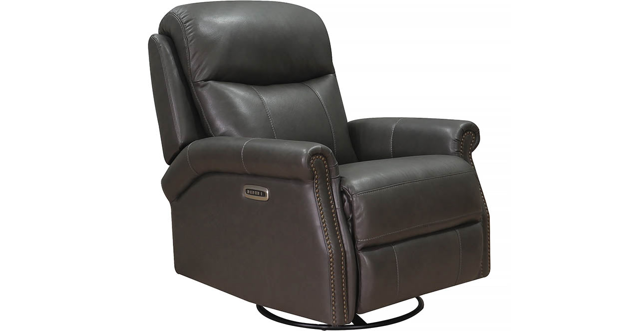 Royce Power Headrest Swivel Glider Leather Recliner
