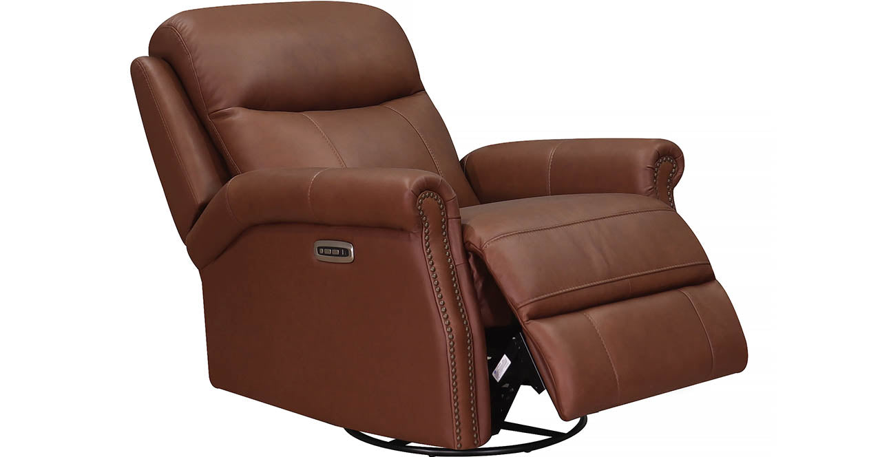 Royce Power Headrest Swivel Glider Leather Recliner
