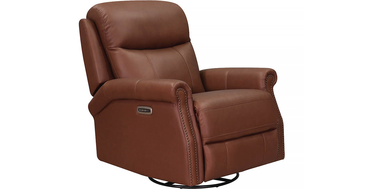 Royce Power Headrest Swivel Glider Leather Recliner
