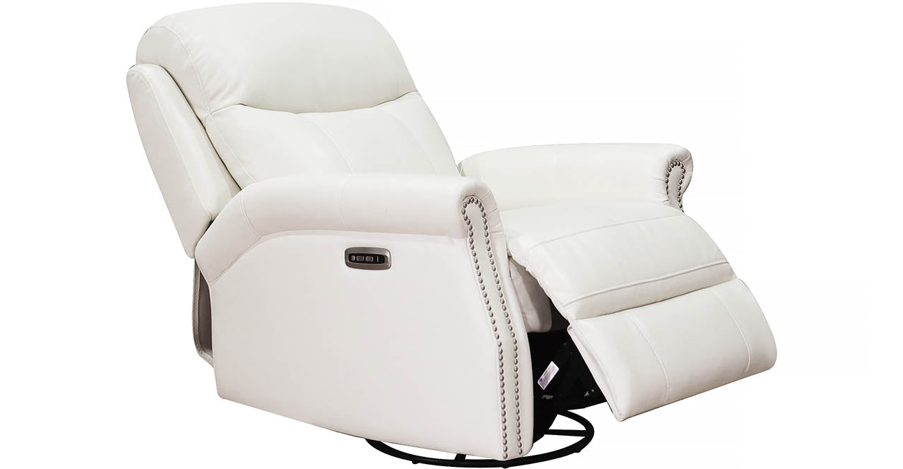 Royce Power Headrest Swivel Glider Leather Recliner