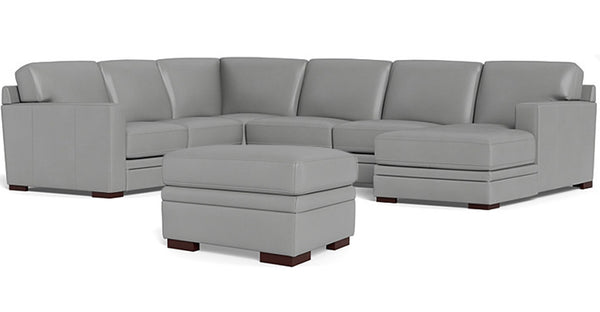 Dillon Leather Sectional Collection, Silver Gray