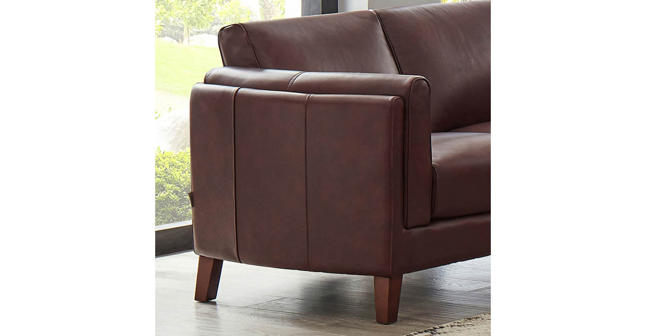 Maui Leather Loveseat, Raisin Brown
