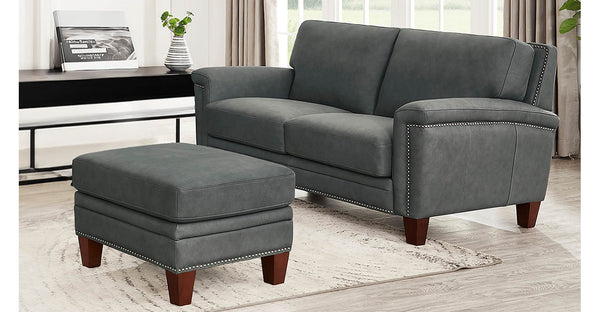 Sherwood Leather Sofa Collection, Charcoal Gray