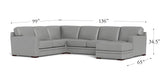 Dillon Leather Sectional Collection, Silver Gray