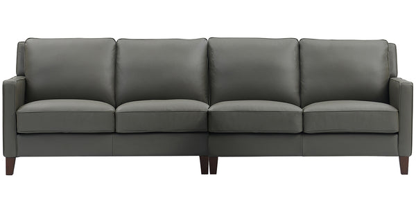 Ashby Leather Sectional, Steel Gray