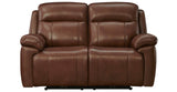 Riverside Power Headrest Lumbar Reclining Leather Loveseat, Brown