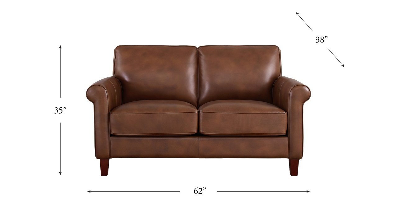 Laguna Leather Loveseat, Pecan Brown