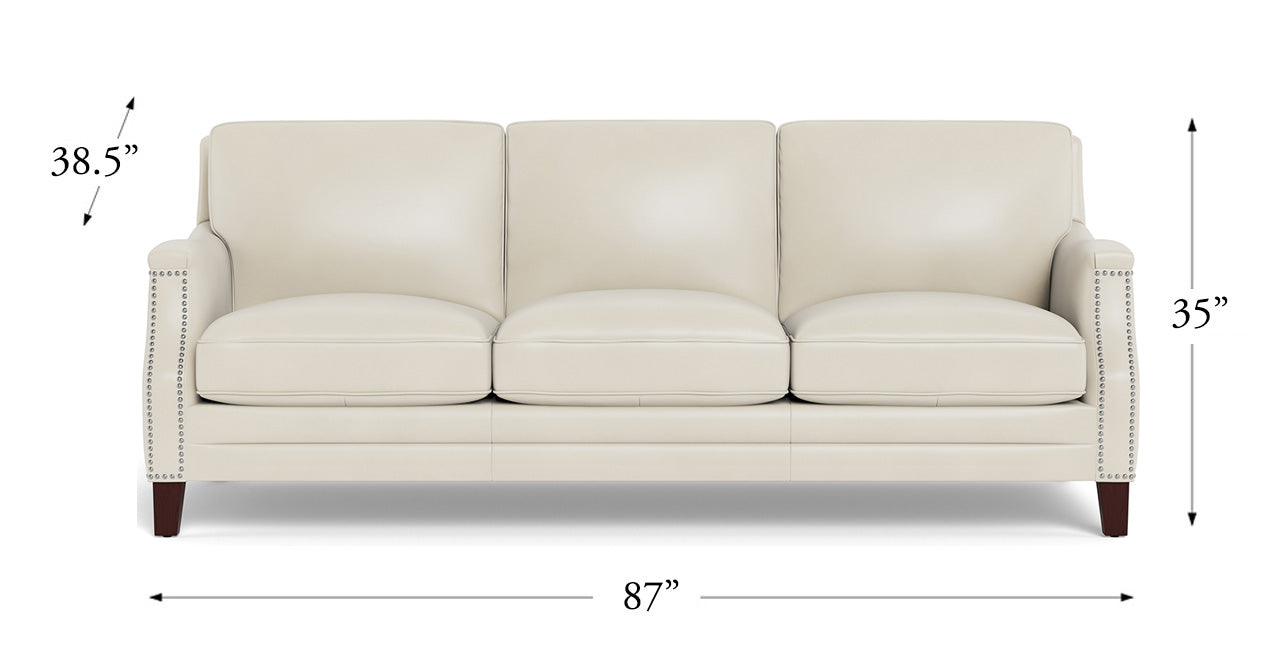 Camano Leather Sofa, Vanilla White