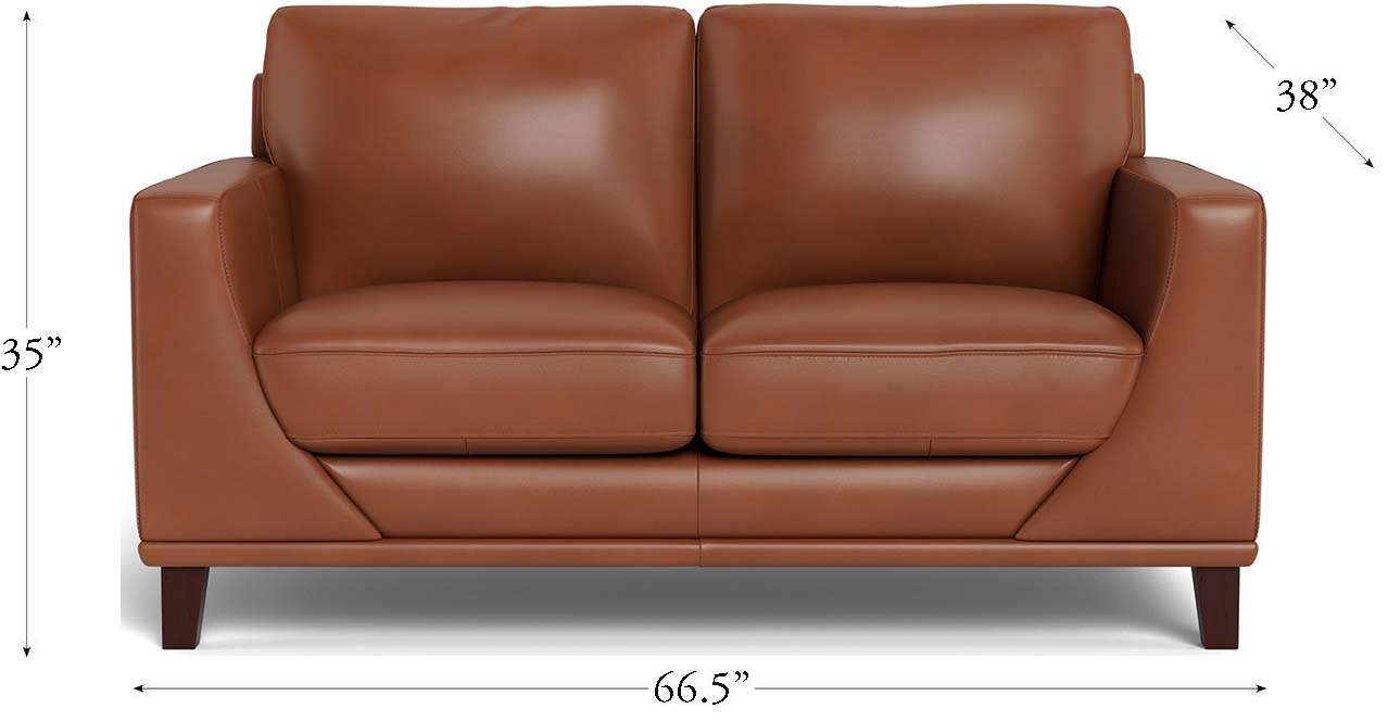 Soma Leather Loveseat, Nutmeg Brown