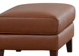 Brown leather ottoman on a white background