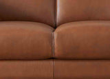 Close-up of a brown leather sofa