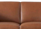 Close-up of a brown leather sofa