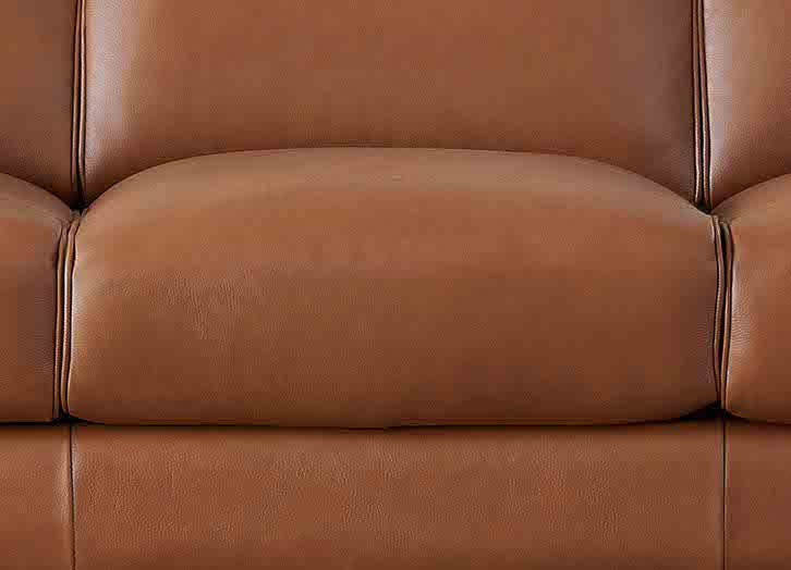 Close-up of a brown leather sofa