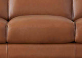Close-up of a brown leather sofa