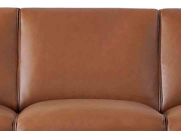 Close-up of a brown leather sofa
