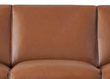 Close-up of a brown leather sofa