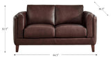 Maui Leather Loveseat, Raisin Brown