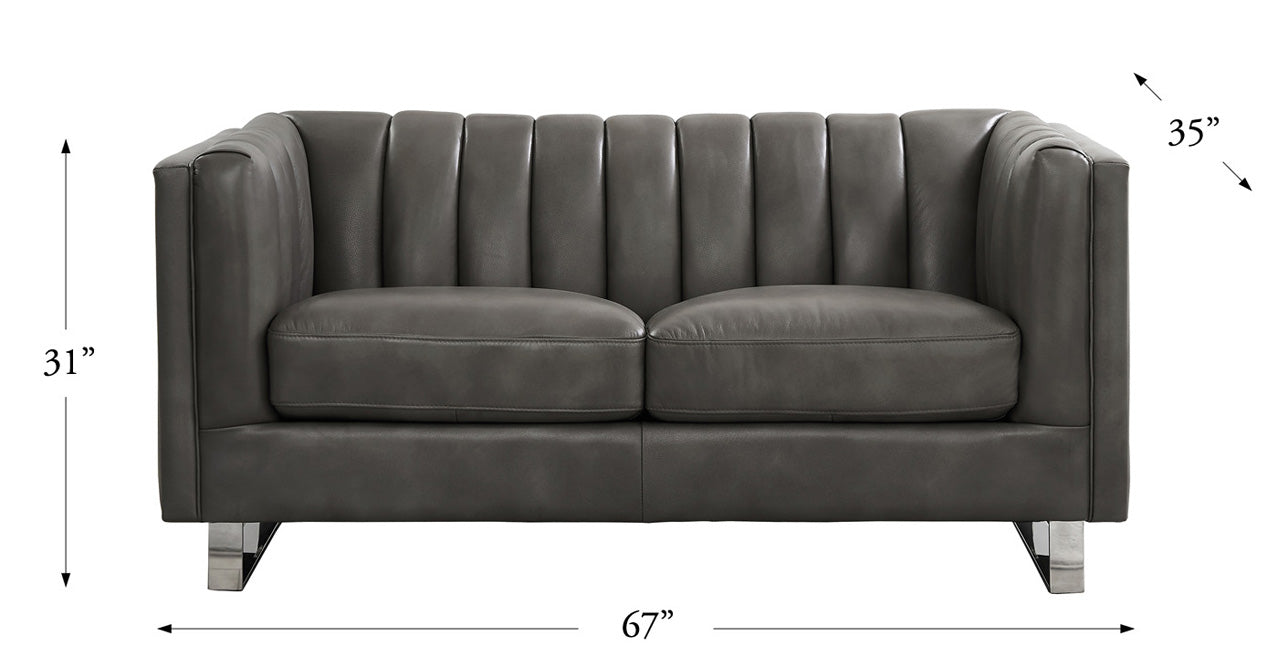 Portia Leather Sofa Collection, Fossil Gray