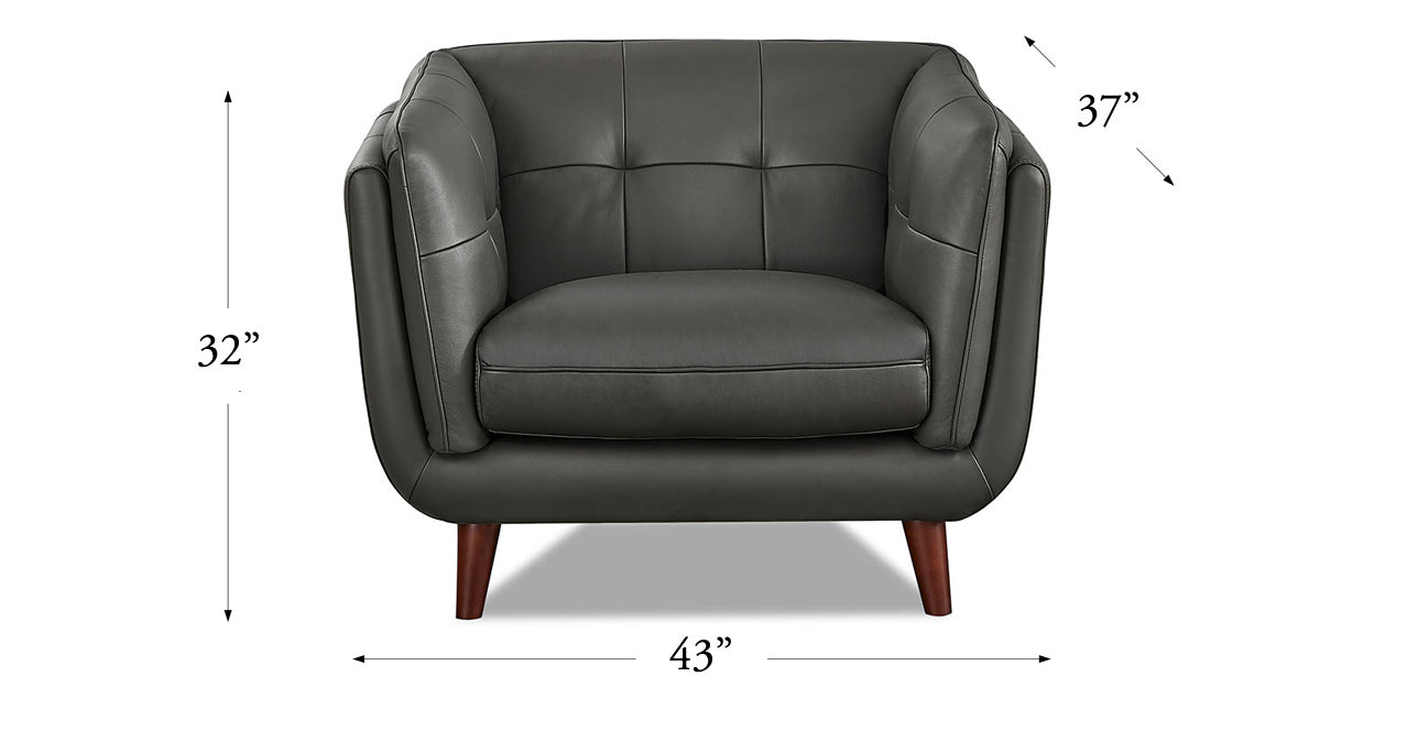 Solana Leather Sofa Collection, Steel Gray