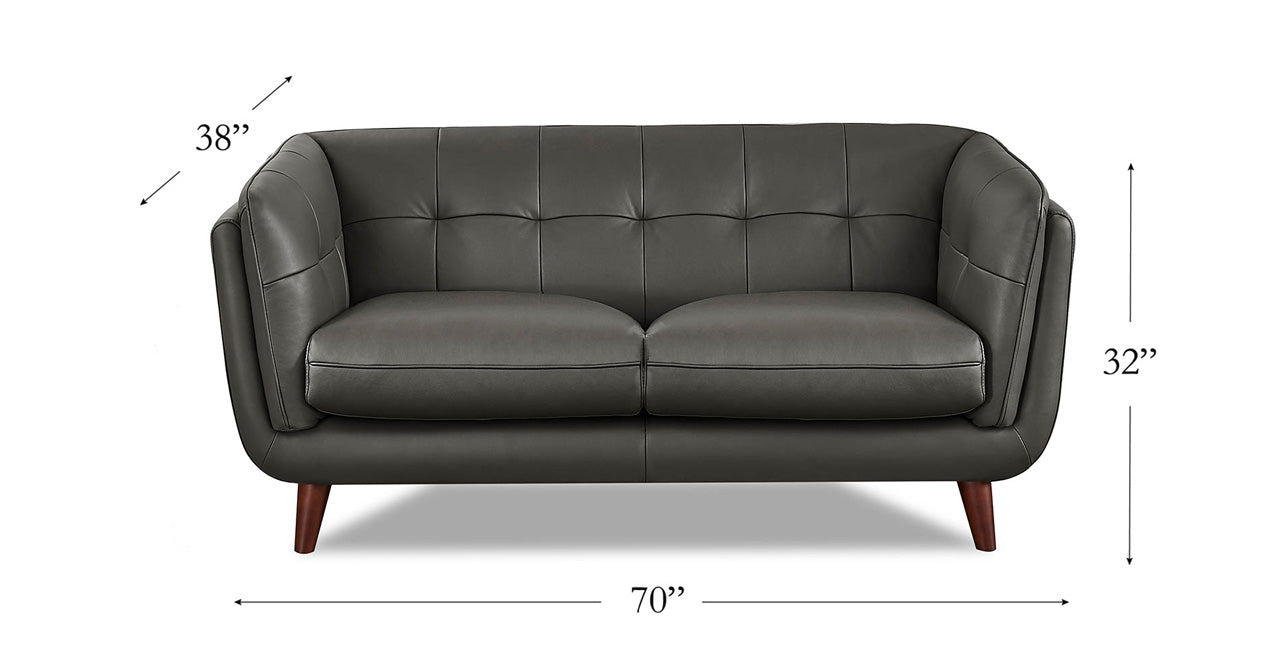 Solana Leather Sofa Collection, Steel Gray