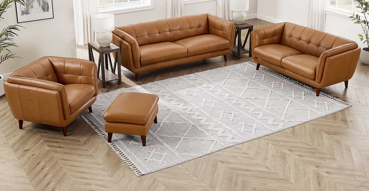 Solana Leather Sofa Collection, Cognac Brown